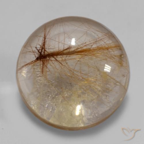 Quarzo rutilo Marrone fulvo molto chiaro naturale da 6.49 ct, Rotondo, Trasparente