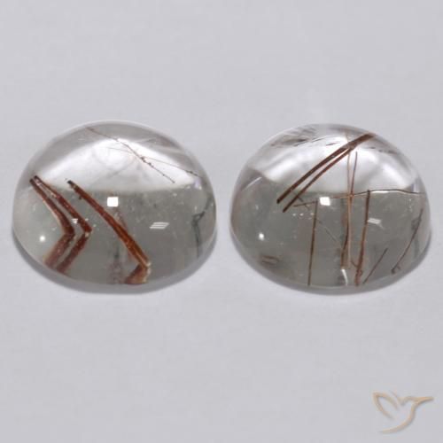 Gemme di Quarzo rutilo Trasparente con rame naturale da 5.74 ct, Rotondo, Trasparente