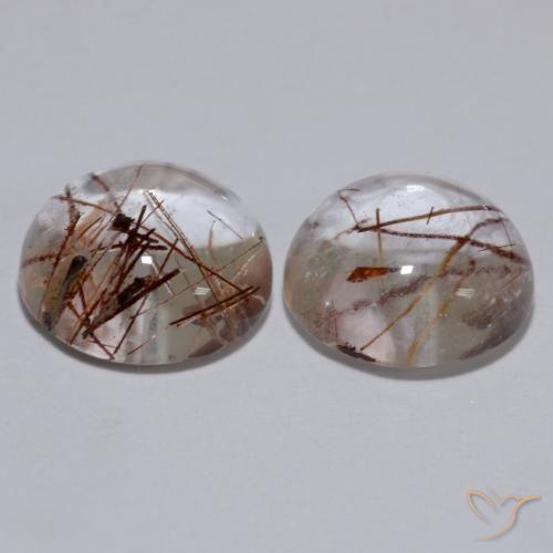 Gemme di Quarzo rutilo Trasparente con rame naturale da 5.29 ct, Rotondo, Trasparente