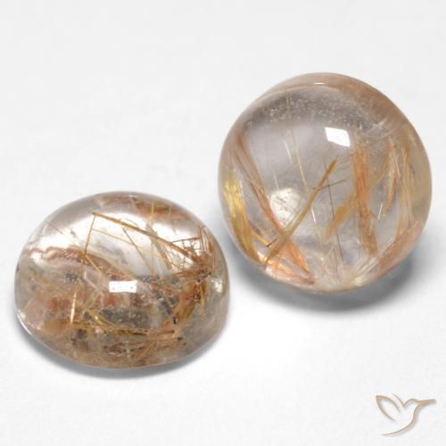 2.96ctw Naturale Marrone Molto Chiaro Quarzo rutilo, Rotondo, Trasparente