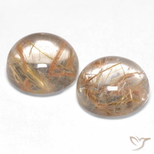 Gemme di Quarzo rutilo Marrone Molto Chiaro naturale da 2.96 ct, Rotondo, Trasparente