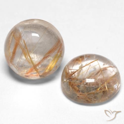 Gemme di Quarzo rutilo Marrone Molto Chiaro naturale da 2.96 ct, Rotondo, Trasparente