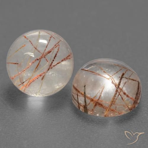 Gemme di Quarzo rutilo Trasparente con rame naturale da 3.64 ct, Rotondo, Trasparente