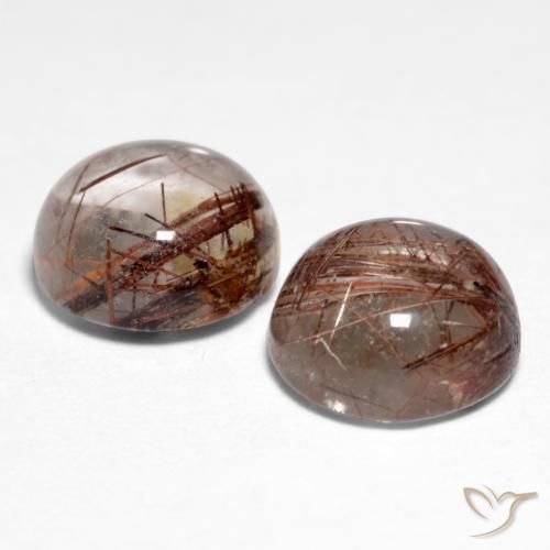 Gemme di Quarzo rutilo Chiaro con il marrone naturale da 3.33 ct, Rotondo, Trasparente