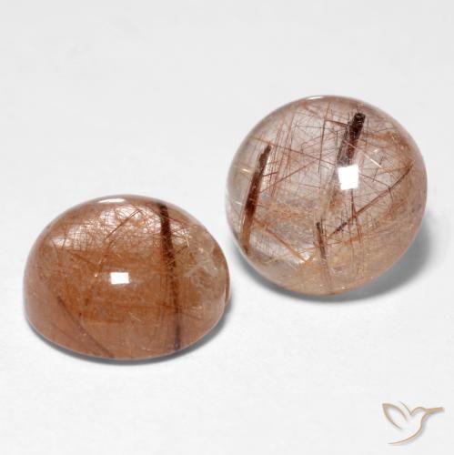 Gemme di Quarzo rutilo Marrone caldo naturale da 3.11 ct, Rotondo, Traslucido