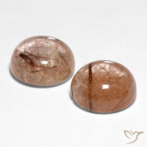 Gemme di Quarzo rutilo Marrone caldo naturale da 3.11 ct, Rotondo, Traslucido