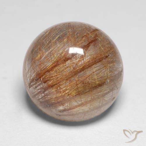 7.18ct Naturale Marrone fulvo molto chiaro Quarzo rutilo, Rotondo, Traslucido