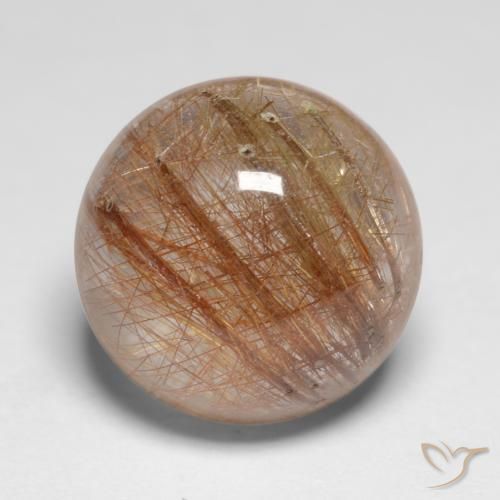 Quarzo rutilo Marrone fulvo molto chiaro naturale da 7.18 ct, Rotondo, Traslucido