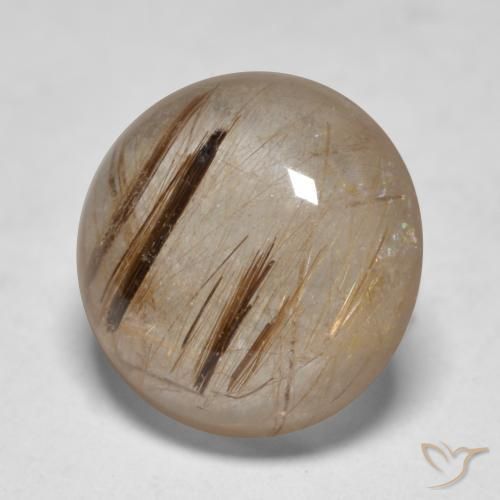 4.79ct Naturale Chiaro con il marrone Quarzo rutilo, Rotondo, Traslucido
