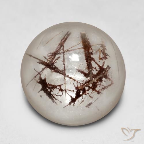 Quarzo rutilo Chiaro con il marrone naturale da 5.59 ct, Rotondo, Trasparente