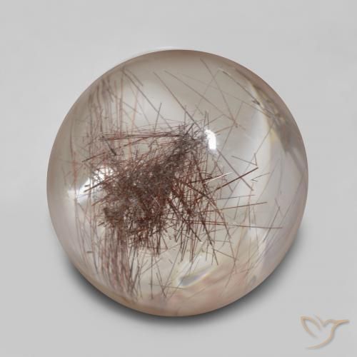 Quarzo rutilato naturale marrone da 14,72 ct, taglio rotondo, trasparente