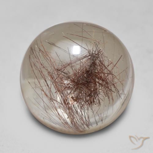Quarzo rutilato naturale marrone da 14,72 ct, taglio rotondo, trasparente