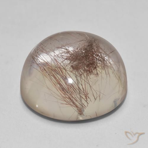 Quarzo rutilato naturale marrone da 14,72 ct, taglio rotondo, trasparente