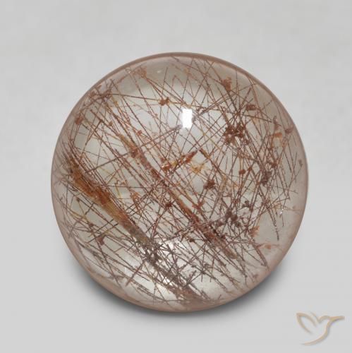 5.84ct Naturale Trasparente con rame Quarzo rutilo, Rotondo, Trasparente