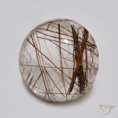 Quarzo rutilo Chiaro con il marrone naturale da 4.65 ct, Rotondo, Trasparente