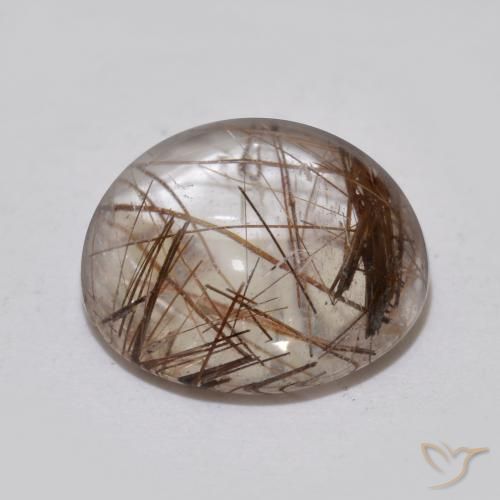 Quarzo rutilo Chiaro con il marrone naturale da 4.65 ct, Rotondo, Trasparente