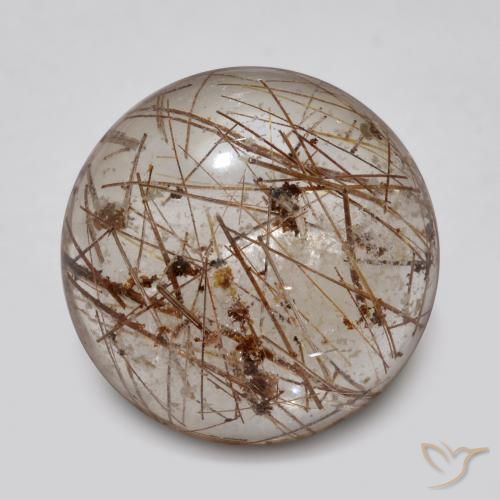 5.36ct Naturale Chiaro con il marrone Quarzo rutilo, Rotondo, Trasparente
