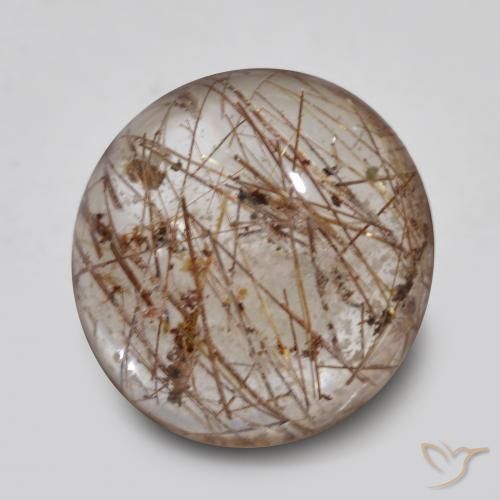 Quarzo rutilo Chiaro con il marrone naturale da 5.36 ct, Rotondo, Trasparente