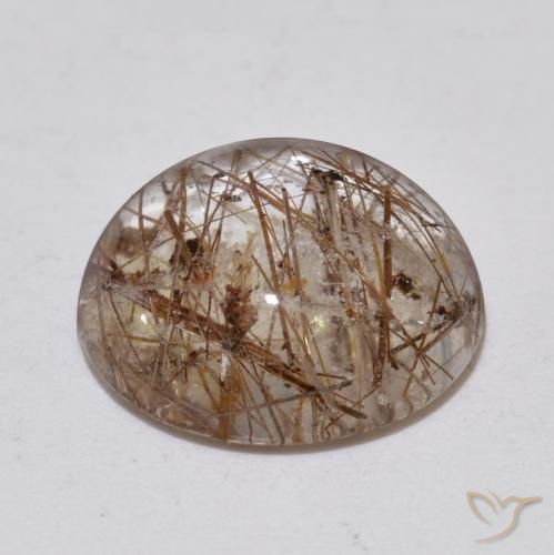 Quarzo rutilo Chiaro con il marrone naturale da 5.36 ct, Rotondo, Trasparente