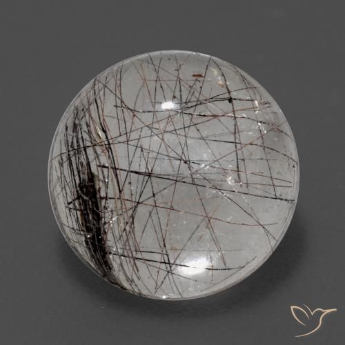 Quarzo rutilato naturale bianco da 5,68 ct, taglio rotondo, trasparente