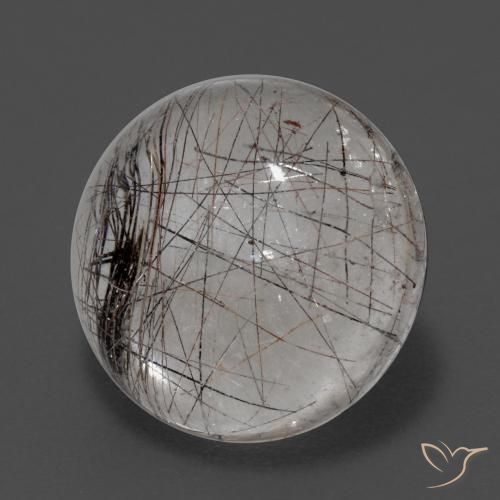 Quarzo rutilato naturale bianco da 5,68 ct, taglio rotondo, trasparente