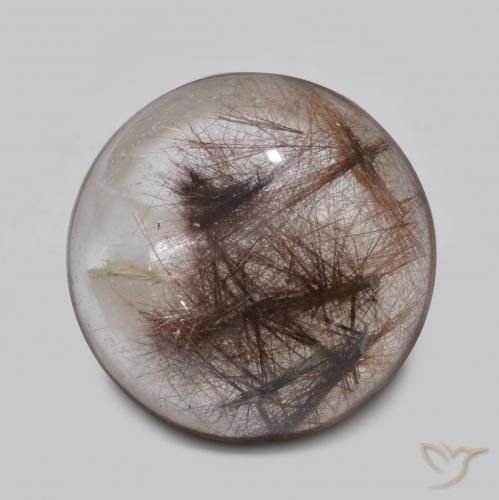 5.04ct Naturale Chiaro con il marrone Quarzo rutilo, Rotondo, Traslucido