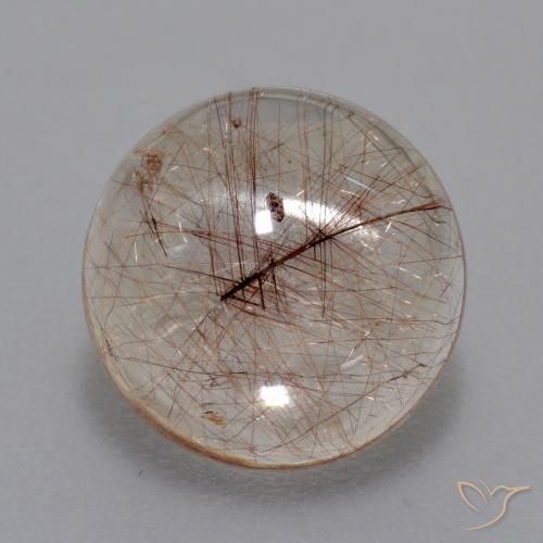 4.46ct Naturale Chiaro con il marrone Quarzo rutilo, Rotondo, Trasparente