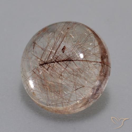 Quarzo rutilo Chiaro con il marrone naturale da 4.46 ct, Rotondo, Trasparente