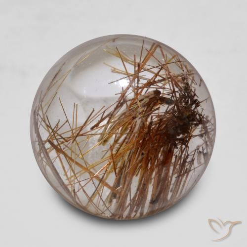 5.10ct Naturale Chiaro con il marrone Quarzo rutilo, Rotondo, Trasparente