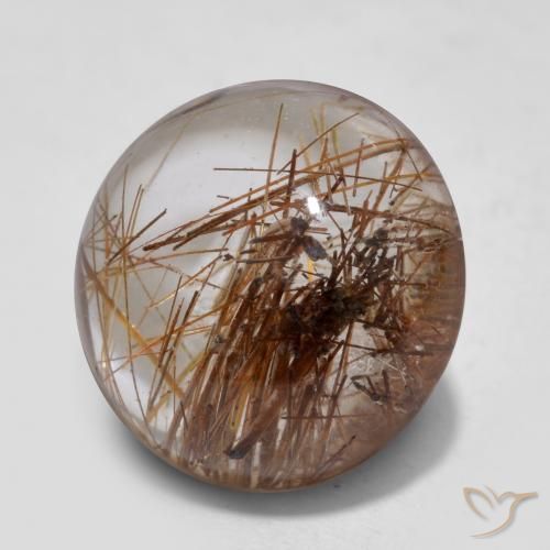 Quarzo rutilo Chiaro con il marrone naturale da 5.10 ct, Rotondo, Trasparente