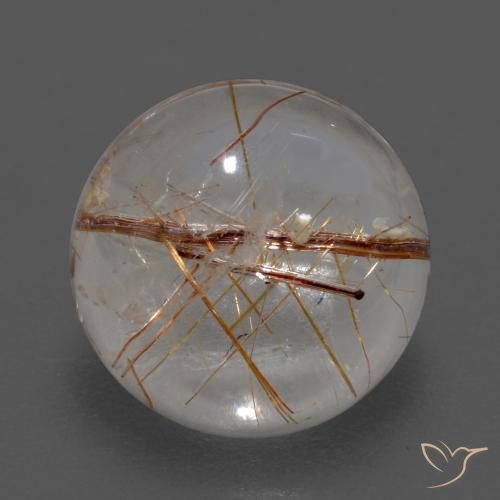 3.69ct Naturale Chiaro con il marrone Quarzo rutilo, Rotondo, Trasparente