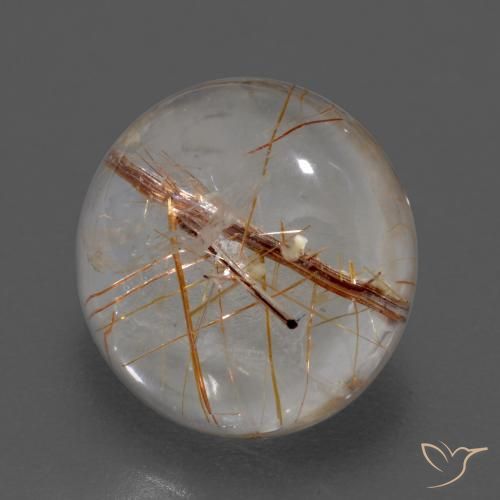 Quarzo rutilo Chiaro con il marrone naturale da 3.69 ct, Rotondo, Trasparente