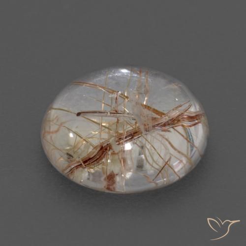 Quarzo rutilo Chiaro con il marrone naturale da 3.69 ct, Rotondo, Trasparente