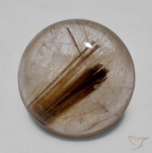 8.25ct Naturale Chiaro con il marrone Quarzo rutilo, Rotondo, Trasparente