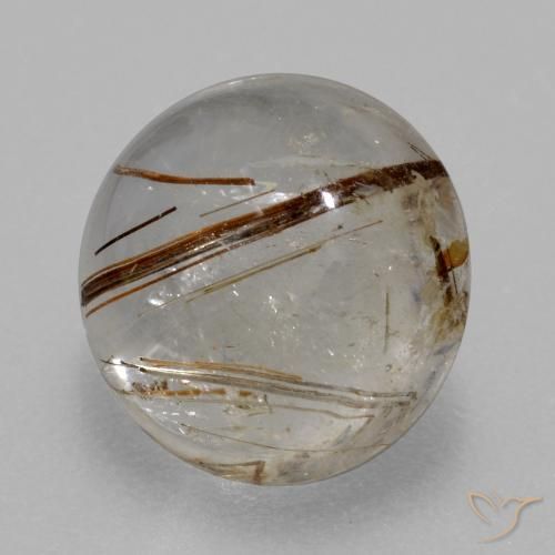 4.76ct Naturale Chiaro con il marrone Quarzo rutilo, Rotondo, Trasparente