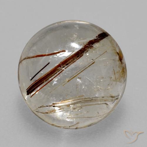 Quarzo rutilo Chiaro con il marrone naturale da 4.76 ct, Rotondo, Trasparente