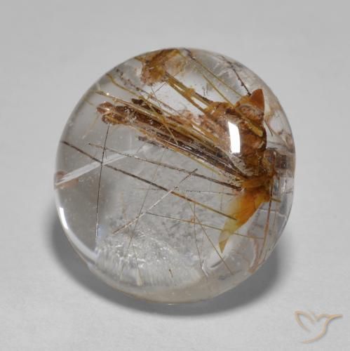 Quarzo rutilo Chiaro con il marrone naturale da 5.96 ct, Rotondo, Trasparente