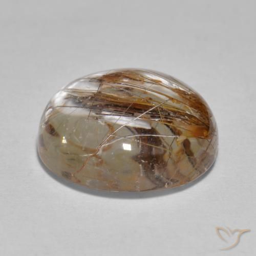 Quarzo rutilo Chiaro con il marrone naturale da 5.96 ct, Rotondo, Trasparente