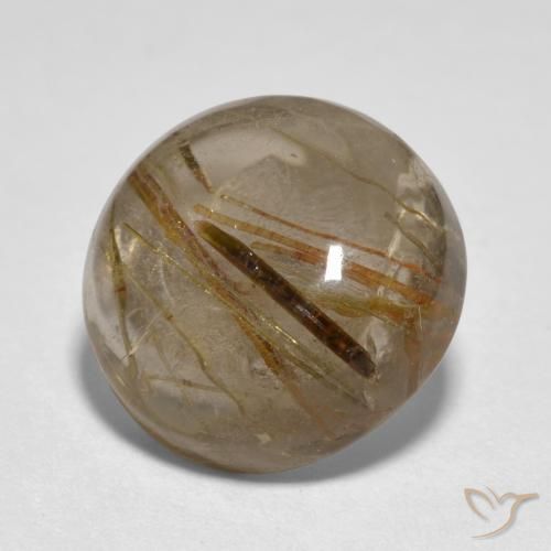 Quarzo rutilo Chiaro con il marrone naturale da 5.31 ct, Rotondo, Trasparente
