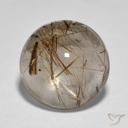 3.75ct Naturale Chiaro con il marrone Quarzo rutilo, Rotondo, Trasparente