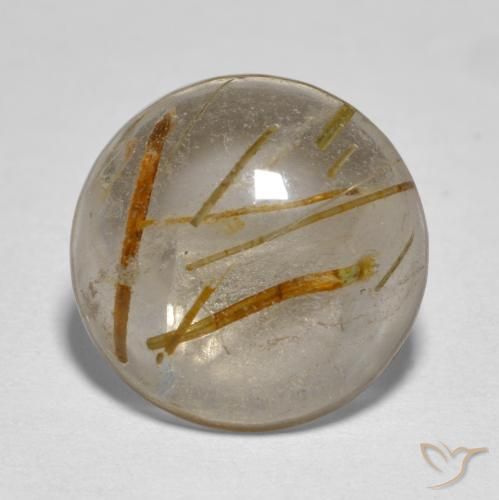 4.96ct Naturale Marrone caldo Quarzo rutilo, Rotondo, Trasparente