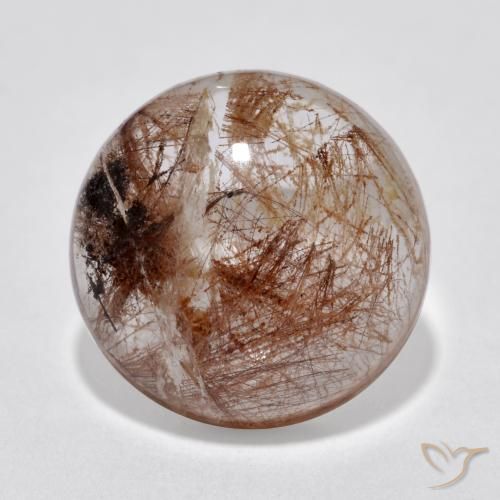 Quarzo rutilo Chiaro con il marrone naturale da 5.88 ct, Taglio rotondo, Traslucido