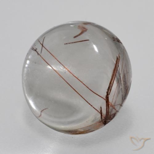 Quarzo rutilo Chiaro con il marrone naturale da 6.08 ct, Rotondo, Trasparente