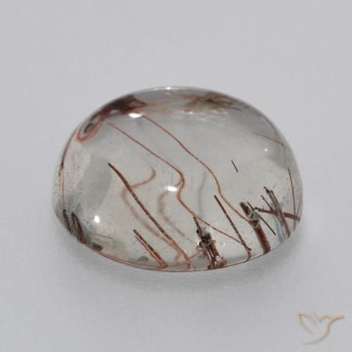 Quarzo rutilo Chiaro con il marrone naturale da 6.08 ct, Rotondo, Trasparente