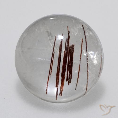 7.00ct Naturale Chiaro con il marrone Quarzo rutilo, Rotondo, Trasparente