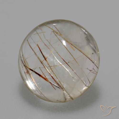 Quarzo rutilo Chiaro con il marrone naturale da 5.93 ct, Rotondo, Trasparente