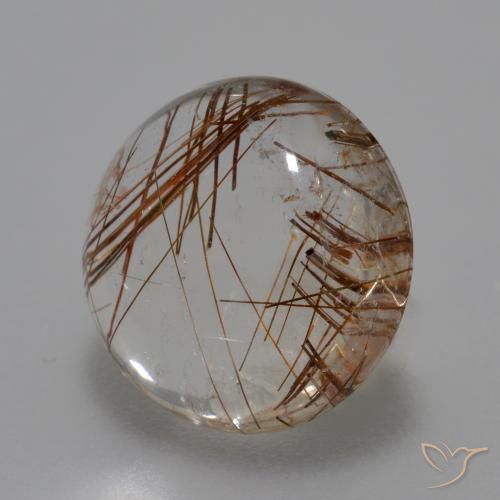 Quarzo rutilo Chiaro con il marrone naturale da 6.52 ct, Rotondo, Trasparente