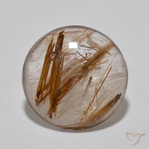 4.09ct Naturale Chiaro con il marrone Quarzo rutilo, Rotondo, Trasparente