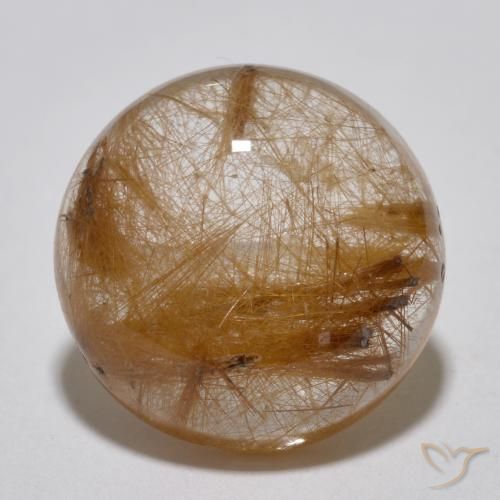 7.14ct Naturale Marrone fulvo molto chiaro Quarzo rutilo, Rotondo, Traslucido