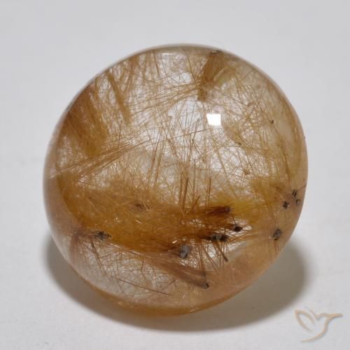 Quarzo rutilo Marrone fulvo molto chiaro naturale da 7.14 ct, Rotondo, Traslucido